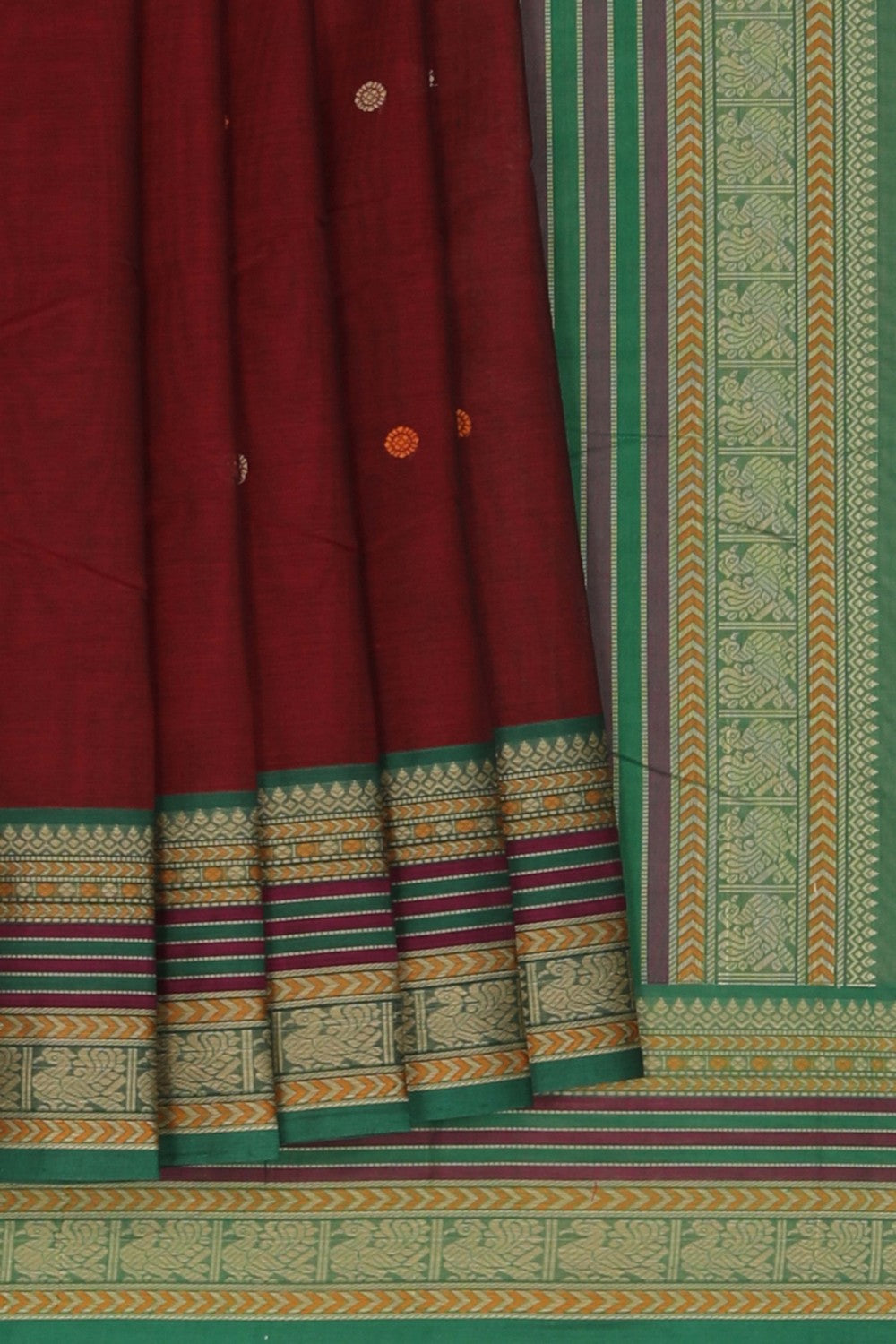 Image of South Cotton Maroon Saree